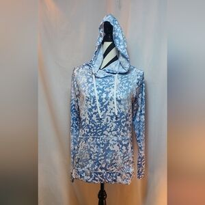 Gerry Weber Long Sleeve SPF Sun Cover Hoodie Blue and White Pattern